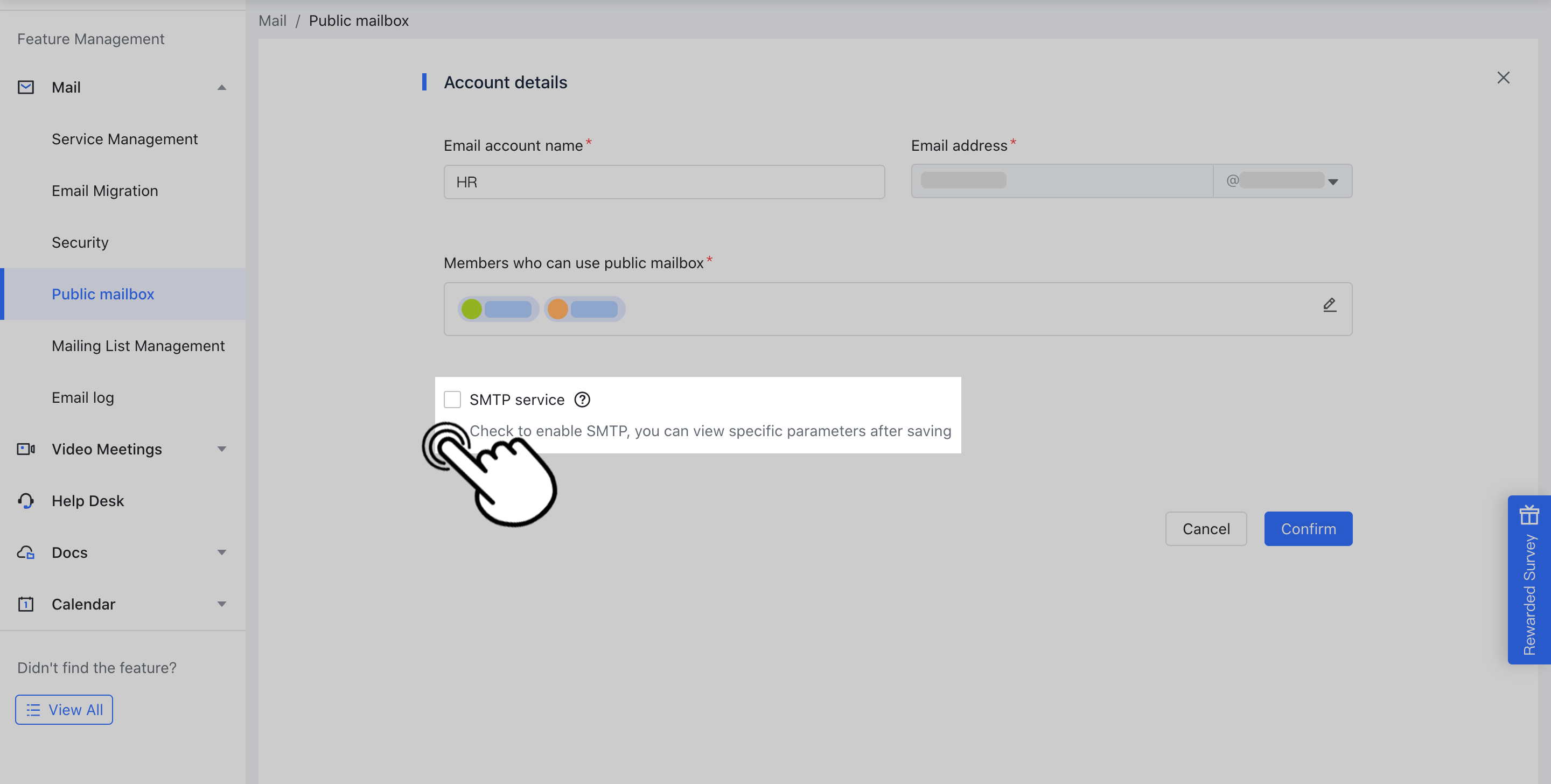 Create and use public mailbox